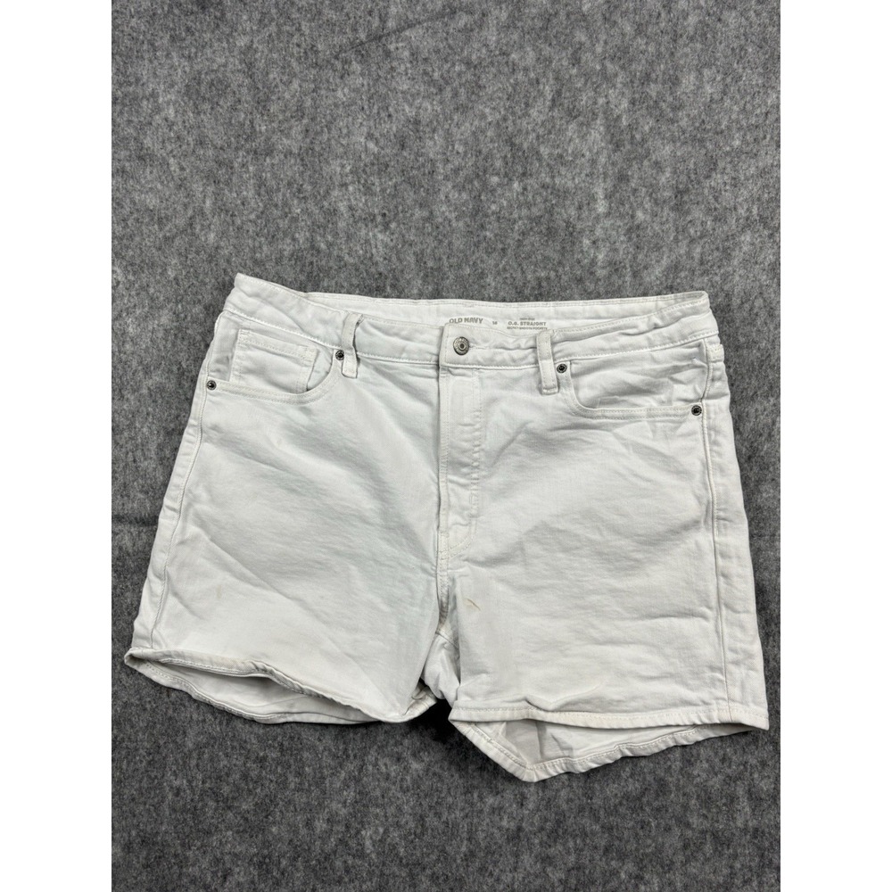 Old Navy Women's Denim Shorts High-Rise OG Straight Cuffed White Size 16